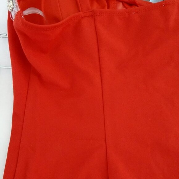 AUW Red Mini Dress Women's Size M Embellished Sexy Valentine's Day - Picture 8 of 9